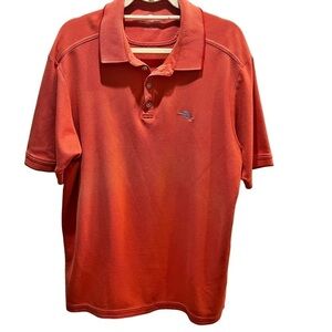 Tommy Bahama Orange Pique Pima Cotton Polo Shirt Sz XL